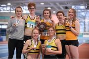 7 February 2015; The Leevale AC team, from Cork, that won the GloHealth National Indoor League Finals Women's team competition. Athlone International Arena, Athlone, Co.Westmeath. Picture credit: Pat Murphy / SPORTSFILE