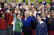 9 November 2007; Minister for Education and Science Mary Hanafin T.D., with Special Olympics athlete Aisling O'Brien, left, from Sandycove, Co. Dublin, who won a bronze medal for basketball, with Clare Adams, from Coolock, Co. Dublin, and transition year students from local schools, at the launch of a new Special Olympics Ireland Transition Year Curriculum Enrichment Programme 'A Place for Everyone - S.O. Get Into It', sponsored by SPAR. SO Get Into It, was designed to celebrate the talents and potential of people with a learning disability, particularly in the area of sport. The programme has been distributed to 549 Post Primary Transition Year groups and contains cross curricular lesson plans, worksheets, and a short DVD. Chester Beatty Library, Dublin Castle, Dublin. Picture credit; Brian Lawless / SPORTSFILE