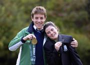 9 November 2007; Special Olympics athlete Aisling O'Brien, from Sandycove, Co. Dublin, swaps her bronze medal which she won for basketball, with transition year student Conor Williams, from Blackrock College, Co. Dublin, for his school blazer, at the launch of a new Special Olympics Ireland Transition Year Curriculum Enrichment Programme 'A Place for Everyone - S.O. Get Into It', sponsored by SPAR. SO Get Into It, was designed to celebrate the talents and potential of people with a learning disability, particularly in the area of sport. The programme has been distributed to 549 Post Primary Transition Year groups and contains cross curricular lesson plans, worksheets, and a short DVD. Chester Beatty Library, Dublin Castle, Dublin. Picture credit; Brian Lawless / SPORTSFILE