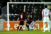9 November 2007; Derry City's David McDaid, 21, scores his side's first goal. eircom League of Ireland Premier Division, Longford Town v Derry City, Flancare Park, Longford. Picture credit; David Maher / SPORTSFILE