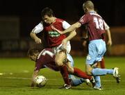 9 November 2007; Billy Gibson, St. Patrick's Athletic, in action against Shane Robinson, 7, and Paul Keegan, Drogheda United. eircom League of Ireland Premier Division, St. Patrick's Athletic v Drogheda United, Richmond Park, Inchicore, Dublin. Picture credit; Stephen McCarthy / SPORTSFILE