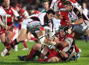 9 November 2007; Luke Narraway, Gloucester, is tackled by Rob Dewey, Ulster. Heineken Cup, Pool 2, Round 1, Ulster v Gloucester Rugby, Ravenhill, Belfast, Co. Antrim. Picture credit; Oliver McVeigh / SPORTSFILE