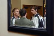 12 November 2007; Republic of Ireland Under-23 players Conor Kenna, UCD, left, and Dave Mooney, Longford Town speaking to a journalist after the Press Conference. Republic of Ireland Under-23 Press Conference, Portmarnock Hotel, Portmarnock, Co. Dublin. Picture credit; Paul Mohan / SPORTSFILE