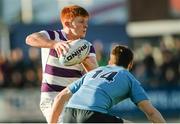 8 February 2015; Donal Mongey, Clongowes Wood College, is tackled by Jack Kelly, St. Michael's College. Bank of Ireland Leinster Schools Senior Cup, 2nd Round, Clongowes Wood College v St. Michael's College. Donnybrook Stadium, Donnybrook, Dublin. Picture credit: Piaras Ó Mídheach / SPORTSFILE