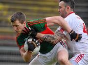 8 February 2015; Cillian O'Connor, Mayo, in action against Cathal McCarron, Tyrone. Allianz Football League, Division 1, Round 2, Mayo v Tyrone, Elverys MacHale Park, Castlebar, Co. Mayo. Picture credit: David Maher / SPORTSFILE