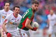 8 February 2015; Aidan O'Shea, Mayo, in action against Cathal McCarron, Tyrone. Allianz Football League, Division 1, Round 2, Mayo v Tyrone, Elverys MacHale Park, Castlebar, Co. Mayo. Picture credit: David Maher / SPORTSFILE