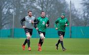 10 February 2015; Ireland players, from left, Sean O'Brien, Peter O'Mahony and Rory Best in action during squad training. Carton House, Maynooth, Co. Kildare. Picture credit: Brendan Moran / SPORTSFILE