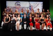 10 November 2007; The Energise Camogie All-Stars, back row - l to r; Gemma O'Connor, Cork, Philly Fogarty, Tipperary, Una Leacy, Wexford and Caitriona Foley, Cork. Front row - l to r; Mags D'Arcy, Wexford, Eimear Brannigan, Dublin, Catherine O'Loughlin, Wexford, Guest of Honour - Ireland and Leinster rugby player - Gordon D'Arcy,  Liz Howard, Uachtarán Chumann Camógaíochta na nGael, Rose Collins, Limerick, Rena Buckley, Cork, and Mary Leacy, Wexford, at the Energise Sport Camogie All-Star Awards 2007 in association with O'Neills. Citywest Hotel, Conference, Leisure & Golf Resort, Saggart, Co. Dublin. Picture credit: Ray McManus / SPORTSFILE