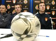 12 November 2007; Marek Zienczuk, left, Wisla Krakow, and Billy Gibson, St.Patrick's Athletic, at the St. Patrick's Athletic and Wisla Krakow press conference. St Patrick's Athletic will play the current Polish league leaders Wisla Krakow in a friendly on Tuesday 13th November at 7.45pm. Moore Street Mall, Moore Street, Dublin. Picture credit: David Maher / SPORTSFILE