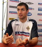 15 November 2007; Northern Ireland's Aaron Hughes at a press conference ahead of their 2008 European Championship Qualifier with Denmark. Northern Ireland Press Conference, Hilton Hotel, Templepatrick Co. Antrim. Picture credit: Oliver McVeigh / SPORTSFILE