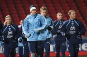 15 November 2007; Denmark's Nicholas Bendtner, centre, leads from the front during squad training ahead of their 2008 European Championship Qualifier with Northern Ireland. Denmark Squad Training, Windsor Park, Belfast, Co. Antrim. Picture credit: Oliver McVeigh / SPORTSFILE