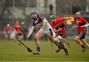 10 February 2015; Jason Forde, UL, in action against Alan Cadogan, UCC. Independent.ie Fitzgibbon Cup, Group B, Round 3, UCC v UL, Mardyke, Cork. Picture credit: Barry Cregg / SPORTSFILE