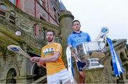 11 February 2015; At the launch of the 2015 Allianz Hurling Leagues are hurlers Neil McManus, left, Antrim, and Conal Keaney, Dublin. The opening weekend of the Allianz Hurling Leagues will see Antrim travelling to Wexford and Dublin hosting Tipperary. Belfast Castle, Belfast, Co. Antrim. Picture credit: Brendan Moran / SPORTSFILE