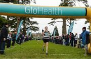 11 February 2015; Adam Fitzpatrick, South Kieran's College, Kilkenny, crosses the finishline to win the Junior Boy's race at the GloHealth Leinster Schools’ Cross Country Championships. Santry Demesne, Santry, Co. Dublin. Picture credit: Barry Cregg / SPORTSFILE
