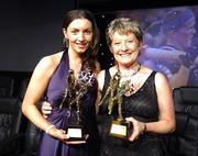 17 November 2007; Leitrim winners Sarah McLoughlin with Hall of Fame winner Mary Quinn at the 2007 O'Neills/TG4 Ladies Football All-Star Awards. Citywest Hotel, Conference, Leisure & Golf Resort, Saggart, Co Dublin. Picture credit: Brendan Moran / SPORTSFILE  *** Local Caption ***