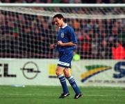 26 April 2000; Lakis Vassilios of Greece celebrates after scoring his side's first goal during the International Friendly match between Republic of Ireland and Greece at Lansdowne Road in Dublin. Photo by David Maher/Sportsfile