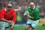 1 April 2000; Keith Wood of Ireland in action against Nathan Budgett of Wales during the Lloyds TSB 6 Nations match between Ireland and Wales at Lansdowne Road in Dublin. Photo by Damien Eagers/Sportsfile