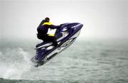 19 April 2000; Irish Boxer Jim Rock pictured in Greystones, Wicklow, on his WaveRunner in prepration for his charity trip from Dublin to Holyhead. Photo by Matt Browne/Sportsfile