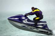 19 April 2000; Irish Boxer Jim Rock pictured in Greystones, Wicklow, on his WaveRunner in prepration for his charity trip from Dublin to Holyhead. Photo by Matt Browne/Sportsfile