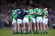 13 April 2000; The Limerick team huddle prior to the Munster Under-21 Football Championship Final match between Waterford and Limerick at Fraher Field in Dungarvan, Waterford. Photo by Matt Browne/Sportsfile