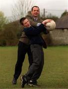 19 April 2000; Offaly football manager and Vice Principal of St Patrick's Community College Padraig Nolan pictured with pupil James Higgins at the college in Naas, Kildare. Photo by Damien Eagers/Sportsfile