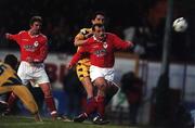 4 April 2000; Stephen Geoghegan of Shelbourne has a shot at goal during the Eircom League Premier Division match between Shelbourne and Drogheda United at Tolka Park in Dublin. Photo by Brendan Moran/Sportsfile