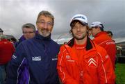 18 November 2007; Eddie Jordan, left, pictured with the FIA World Rally Championship winner Sebastien Loeb, France, at the end of the final stage. Rally Ireland / 2007 FIA World Rally Championship, Day 4, Co. Sligo. Picture credit; Ralph Hardwick / SPORTSFILE