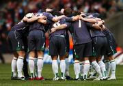 17 November 2007; The Republic of Ireland team form a huddle before the start of the game. 2008 European Championship Qualifier, Wales v Republic of Ireland, Millennium Stadium, Cardiff, Wales. Picture credit; David Maher / SPORTSFILE