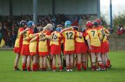 18 November 2007; The Harps, Laois team form a huddle before the match.  All-Ireland Junior Camogie Club Championship Final, Keady, Armagh v Harps, Laois, Stabannon Parnells, Stabannon, Co. Louth. Picture credit: Caroline Quinn / SPORTSFILE