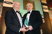 18 November 2007; Liam Touhy, left, presents Noel O'Reilly with the 2007 PFAI special merit award at the 2007 Ford  sponsored PFAI Player of the Year Awards. The Burlington Hotel, Dublin. Picture credit: David Maher / SPORTSFILE