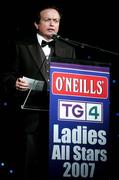 17 November 2007; MC Marty Morrissey speaking at the 2007 O'Neills/TG4 Ladies Gaelic Football All-Star Awards.  Citywest Hotel, Conference, Leisure & Golf Resort, Saggart, Co Dublin. Picture credit: Brendan Moran / SPORTSFILE  *** Local Caption ***