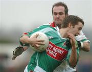 25 November 2007; Stephen Hughes, Ballina Stephenites, in action against Enda Ruane, St. Brigid's. AIB Connacht Senior Club Football Championship Final, Ballina Stephenites, Mayo, v St. Brigid's, Roscommon. James Stephen's Park, Ballina, Co. Mayo. Picture credit; David Maher / SPORTSFILE