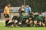 30 November 2007; Conor O'Loughlin, Connacht Rugby, scrum-half gets ready to put the ball into the scrum watches by referee Niel Ballard and Glasgow scrum-half Chris O'Young. Magners League, Connacht Rugby v Glasgow Warriors, Sportsgrounds, Galway. Picture credit: Matt Browne / SPORTSFILE