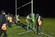 13 February 2015; Ground staff prepare a second pitch after floodlight failure on the main pitch. Women's Six Nations Rugby Championship, Ireland v France, Ashbourne RFC, Ashbourne, Co. Meath. Picture credit: David Maher / SPORTSFILE