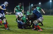 13 February 2015; Ailis Egan, Ireland, goes over to score her side's first try. Women's Six Nations Rugby Championship, Ireland v France, Ashbourne RFC, Ashbourne, Co. Meath. Picture credit: David Maher / SPORTSFILE