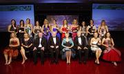 17 November 2007; The Ladies Football All-Stars for 2007, back, from left, Sarah McLoughlin, Leitrim, Brianne Leahy, Kildare, Juliet Murphy, Cork, Briege Corkery, Cork, Brid Stack, Cork, Clare O'Hara, Mayo, Rena Buckley, Cork, Angela Walsh, Cork, Rebecca Hallahan, Waterford, Mary Rose Kelly, Wexford, and Deirdre O'Reilly, Cork, with front, from left, Cora Staunton, Mayo, Tracey Lawlor, Laois, Pol O Cahhachoir, Ceannsai, TG4, An Taoiseach Bertie Ahern, T.D., Geraldine Giles, President, Cumann Peil na mBan, Tony Towell, O'Neills, Valerie Mulcahy, Cork and Gemma Begley, Tyrone. 2007 O'Neills/TG4 Ladies Football All-Star Awards. Citywest Hotel, Conference, Leisure & Golf Resort, Saggart, Co. Dublin. Picture credit: Brendan Moran / SPORTSFILE  *** Local Caption ***