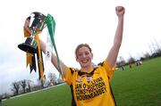 25 November 2007; Mourneabbey, Cork, captain Sile O'Callaghan celebrates with the cup. VHI Healthcare All-Ireland Ladies Intermediate Club Football Championship Final, Mourneabbey, Cork v Glen, Derry, St Rynaghs GAA, Club, Banagher, Co. Offaly. Picture credit: Brian Lawless / SPORTSFILE