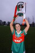 25 November 2007; Carnacon captain Caroline McGing lifts the cup after the match. VHI Healthcare All-Ireland Ladies Senior Club Football Championship Final, Carnacon, Mayo v Inch Rovers, Cork, St Rynaghs GAA, Club, Banagher, Co. Offaly. Picture credit: Brian Lawless / SPORTSFILE
