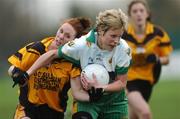 25 November 2007; Mary Jo Walls, Glen, Derry, in action against Sandra Conroy, Mourneabbey, Cork. VHI Healthcare All-Ireland Ladies Intermediate Club Football Championship Final, Mourneabbey, Cork v Glen, Derry, St Rynaghs GAA, Club, Banagher, Co. Offaly. Picture credit: Brian Lawless / SPORTSFILE