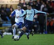 1 December 2007; Mark Scoltock, Institute, in action against Peter Thompson, Linfield. Carnegie Premier League, Institute v Linfield, Drumahoe, Derry. Picture credit; Oliver McVeigh / SPORTSFILE