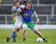 14 February 2015; Corofin goalkeeper Tom Healy in action against Tomás Quinn, St Vincent's. AIB GAA Football All-Ireland Senior Club Championship, Semi-Final, Corofin v St Vincent's. O'Connor Park, Tullamore, Co. Offaly. Picture credit: Ray McManus / SPORTSFILE