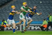 15 February 2015; Keith Killilea, Kilburn Gaels, in action against Ciaran Orchin and Conor McClelland, O'Donovan Rossa. AIB GAA Hurling All-Ireland Intermediate Club Championship Final, O'Donovan Rossa v Kilburn Gaels, Croke Park, Dublin. Picture credit: Oliver McVeigh / SPORTSFILE