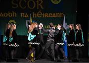 14 February 2015; The Watty Graham’s, Glen, Co. Derry, team of Jack Gunning, Katie McNally, Caoimhe McLaughlin, Jack McGilligan, Maebh McGirr, Katie Strahern, Ciarrai Convey and Claire Gunning, competing in the Figure Dancing competition during the All-Ireland Scór na nÓg Championship Finals 2015. Citywest Hotel, Saggart, Co. Dublin. Picture credit: Pat Murphy / SPORTSFILE