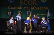 14 February 2015; The Easkey, Co. Sligo, team of Sinead Harte, Aoife Collery, Eabha McGowan, Andrew Kilcullen and Owen Roe McGowan competing in the Instrumental Music competition during the All-Ireland Scór na nÓg Championship Finals 2015. Citywest Hotel, Saggart, Co. Dublin. Picture credit: Pat Murphy / SPORTSFILE
