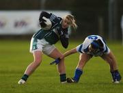 2 December 2007; Marla Candon, Foxrock, in action against Maria Kelly, West Clare Gaels. VHI Healthcare All-Ireland Ladies Junior Club Football Championship Final, West Clare Gaels, Clare v Foxrock Cabinteely, Dublin, Toomevarra, Co. Tipperary. Picture credit: Brian Lawless / SPORTSFILE