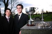 4 December 2007; Keith Cronin, winner of the Billy Coleman Award for Young Rally Driver of the Year, with Niall Quinn, left, winner of the Dunlop Sexton Trophy for Young Racing Driver of the Year, pictured after the The Dunlop Champions of Irish Motorsport Awards Lunch. Crowne Plaza Hotel, Santry, Dublin. Picture credit: Brian Lawless / SPORTSFILE