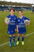 15 February 2015; Leinster matchday mascots Jack Halpin, left, and Matteo D'Alessio. Guinness PRO12, Round 14, Leinster v Newport Gwent Dragons, RDS, Ballsbridge, Dublin. Picture credit: Stephen McCarthy / SPORTSFILE