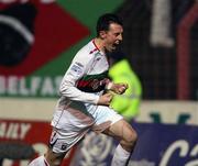 26 December 2007; Michael Halliday, Glentoran, celebrates after scoring the first goal. Carnegie Premier League, Glentoran v Linfield, The Oval, Belfast, Co. Antrim. Picture credit: Oliver McVeigh / SPORTSFILE