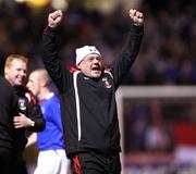 26 December 2007; Glentoran assistant manager George Neill celebrates after the final whistle. Carnegie Premier League, Glentoran v Linfield, The Oval, Belfast, Co. Antrim. Picture credit; Oliver McVeigh / SPORTSFILE