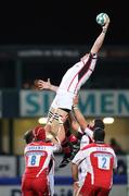 9 November 2007; Justin Harrison, Ulster,wins possession in the lineout. Heineken Cup, Pool 2, Round 1, Ulster v Gloucester Rugby, Ravenhill, Belfast, Co. Antrim. Picture credit; Oliver McVeigh / SPORTSFILE